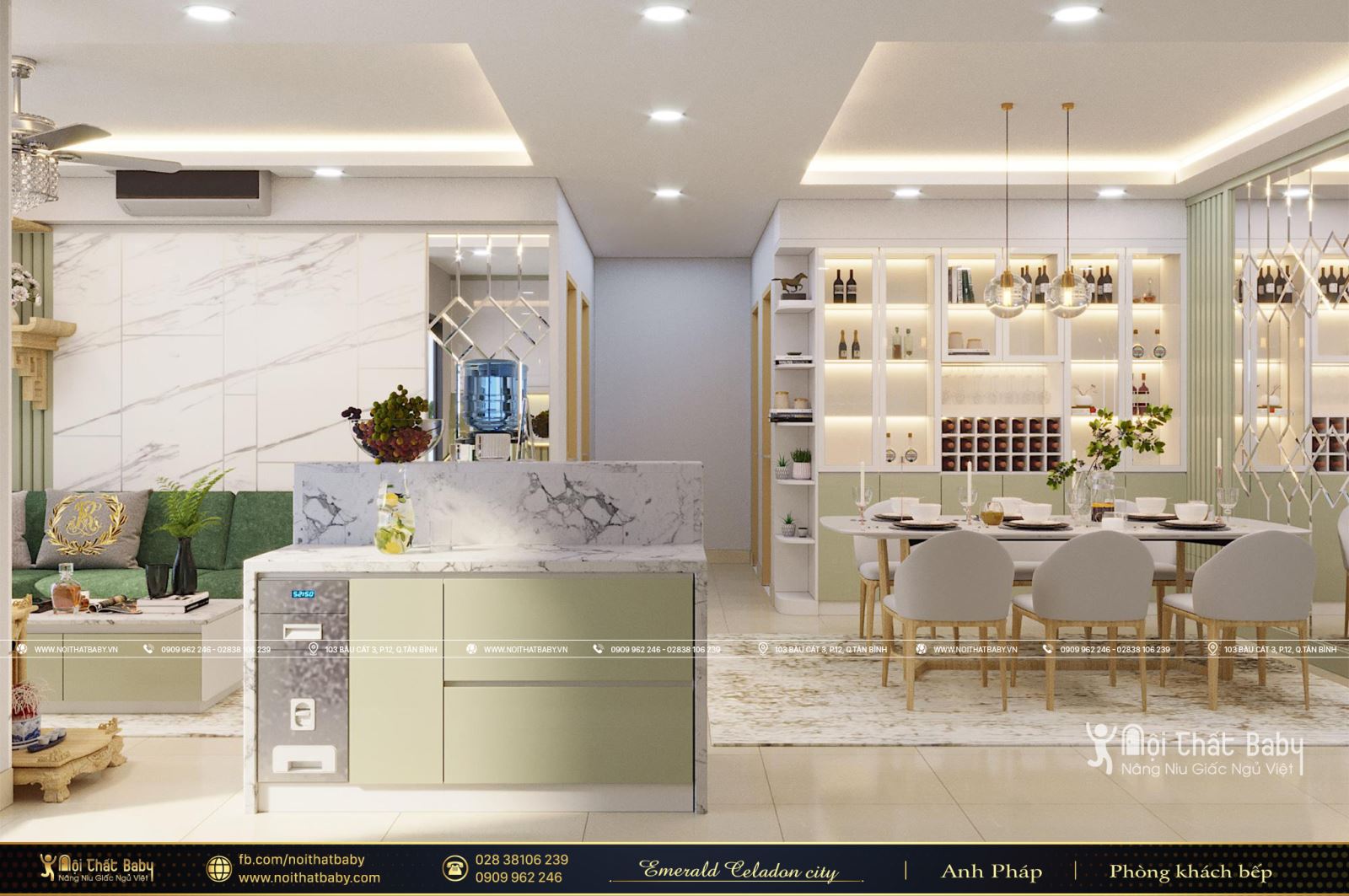 Thiết kế nội thất căn hộ chung cư cao cấp Emerald Celadon City 104m2